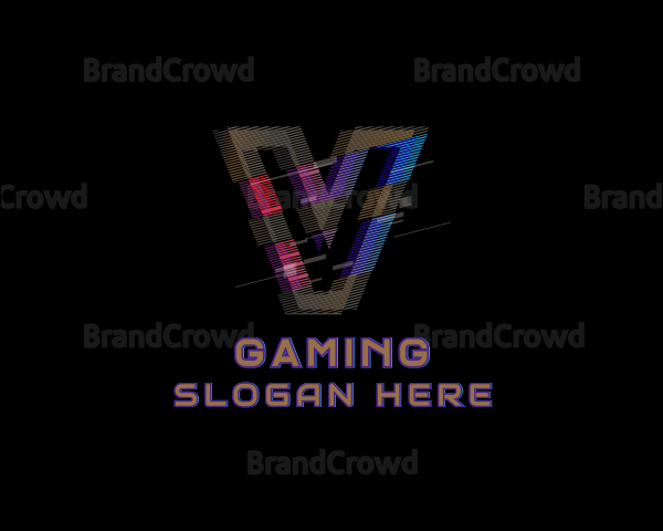 Gradient Glitch Letter V Logo