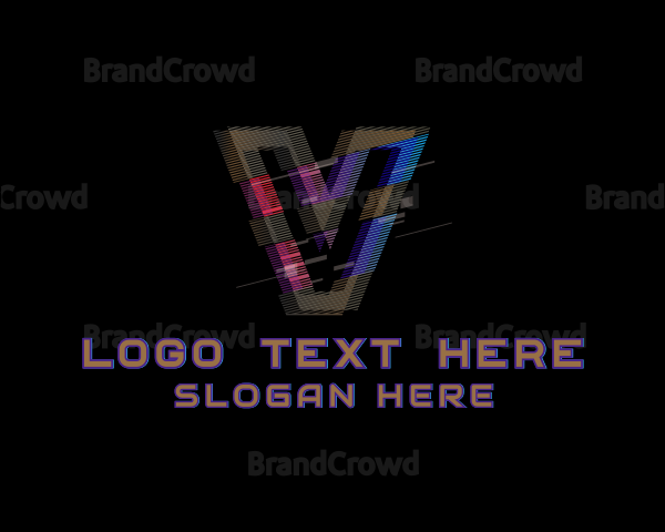 Gradient Glitch Letter V Logo