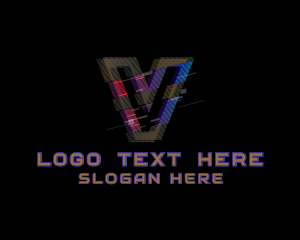 Vhs - Gradient Glitch Letter V logo design