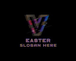 Clan - Gradient Glitch Letter V logo design