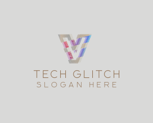 Malfunction - Gradient Glitch Letter V logo design