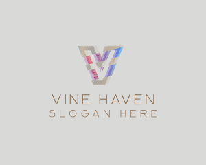 Gradient Glitch Letter V logo design