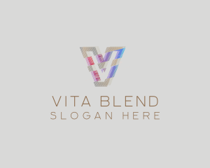 Gradient Glitch Letter V logo design