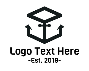 Black And White - Anchor Cube Box logo design