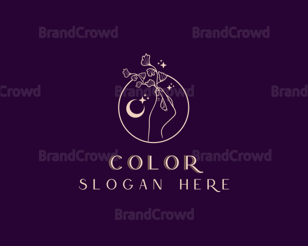 Beauty Cosmic Floral Hand Logo