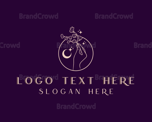 Beauty Cosmic Floral Hand Logo