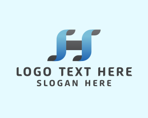 Media - Modern Ribbon Letter H logo design