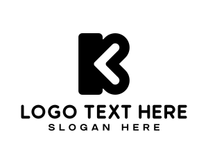 Black And White - Minimalist Heart Letter K logo design