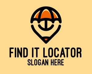 Umbrella Location Pin logo design