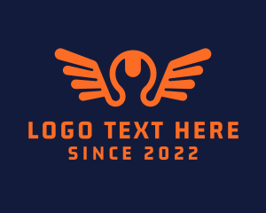 Orange - Wrench Maintenance Wings logo design