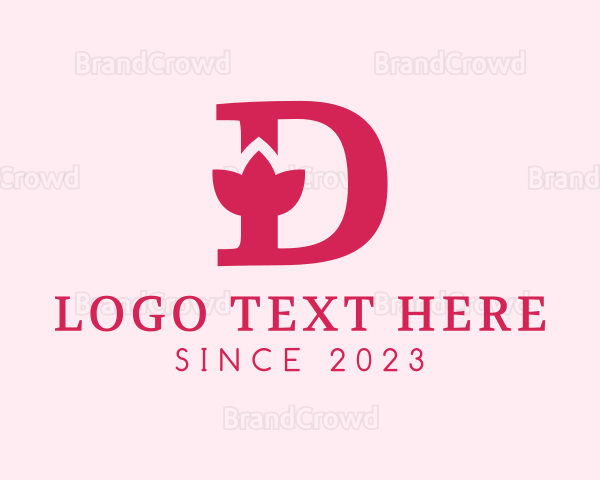 Pink Letter D Flower Logo