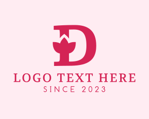 Floral - Pink Letter D Flower logo design