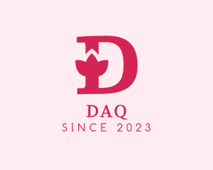 Pink Letter D Flower  logo design