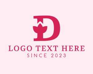 Typography - Pink Letter D Flower logo design