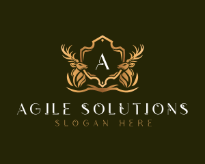 Elegant Deer Shield logo design