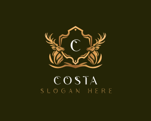 Elegant Deer Shield logo design