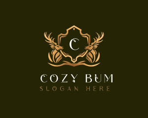 Elegant Deer Shield logo design