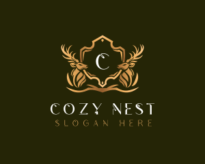 Elegant Deer Shield logo design