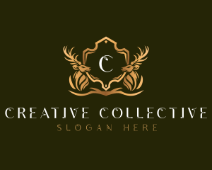 Elegant Deer Shield logo design