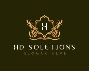 Elegant Deer Shield logo design