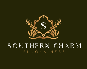 Elegant Deer Shield logo design