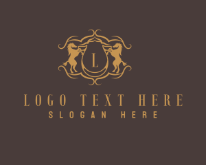 Equestrian - Golden Horse Crest logo design