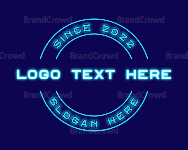 Blue Neon Badge Logo