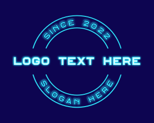 Play - Blue Neon Badge logo design