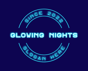 Neon Lights - Blue Neon Badge logo design