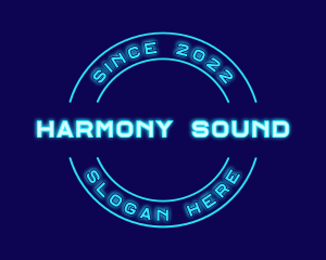 Cyber - Blue Neon Badge logo design