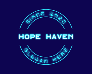 Glow - Blue Neon Badge logo design