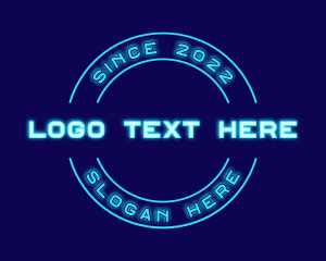 Cyber - Blue Neon Badge logo design