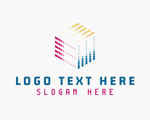 Coding - Pixel Cube Tech Developer logo design