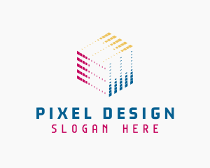 Pixel Cube Tech Developer logo design