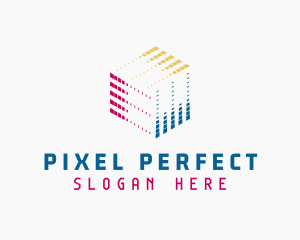 Pixel Cube Tech Developer logo design