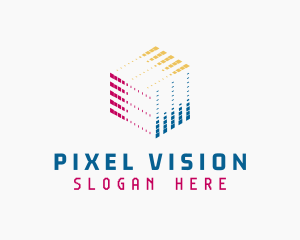 Pixel Cube Tech Developer logo design