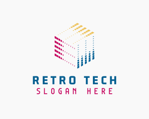 Pixel Cube Tech Developer logo design