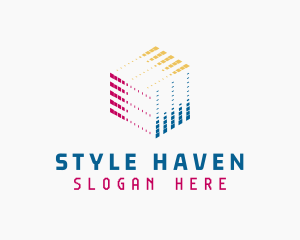 Block - Pixel Cube Tech Developer logo design