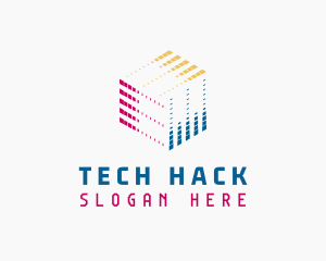 Pixel Cube Tech Developer logo design