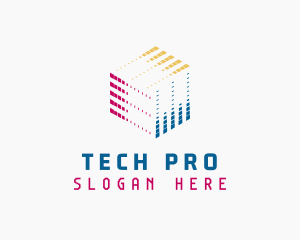 Pixel Cube Tech Developer logo design