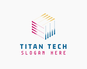 Pixel Cube Tech Developer logo design