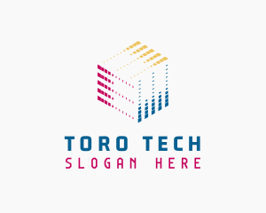 Pixel Cube Tech Developer logo design