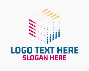 Blockchain - Pixel Cube Tech Developer logo design