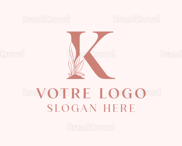 Elegant Leaves Letter K Logo