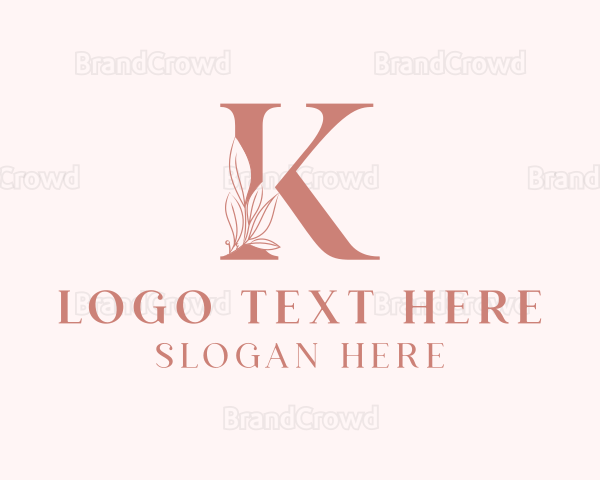 Elegant Leaves Letter K Logo