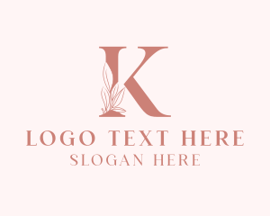 Makeup Artist - Elegant Leaves Letter K logo design