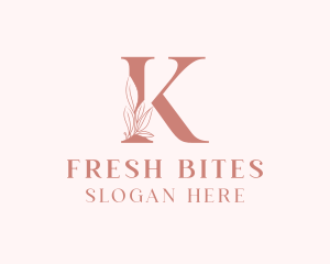 Beauty Wellness - Elegant Leaves Letter K logo design