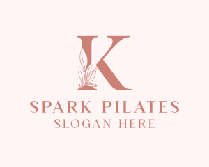 Beauty Shop - Elegant Leaves Letter K logo design