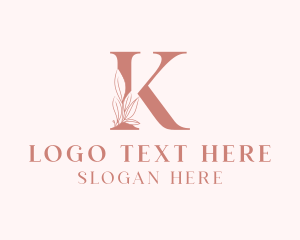Beauty Parlour - Elegant Leaves Letter K logo design