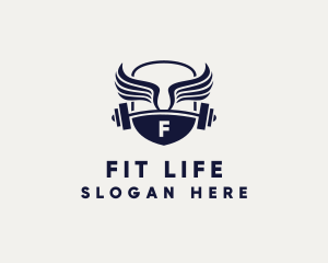 Athletic Fitness Barbell  logo design